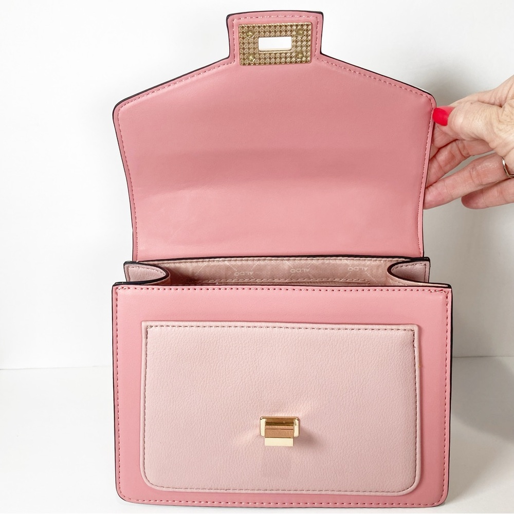 Aldo Pink White Top Handle Turn Lock Crossbody Bag NWOT - Picture 3 of 16